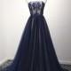 Simple Design A-Line Scoop Necline Delicate Lace Beading Wedding Dress With Small Train Royal Blue Prom Dress 2017 Women Evening Dress Long