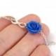 Sterling Silver Bracelet, Blue Rose Infinity Bracelet, Blue Bridesmaid Jewelry, Rose Jewelry, Bridal Flowers, Bridesmaid Bracelet