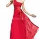 Cheap Sleeveless Floor Length A line One Shoulder Chiffon Evening Dresses With Sash/ Ribbon - Compelling Wedding Dresses
