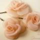 Peach Mini Roses - Handmade Bridal Wedding Hair Pin or Bobby Pin - set of 3