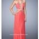 Side Cut Out Long V-Neck La Femme Prom Dress - Discount Evening Dresses 
