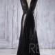 2016 Black Sequin Bridesmaid Dress, Deep V Neck Wedding Dress, V Back Prom Dress, Sexy Ball Gown, Evening Gown Full Length (HQ365)