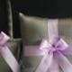 Violet Wedding Basket   Gray Ring Bearer Pillow  Gray Purple Flower girl basket  Wedding Ring Holder  Lilac Wedding Bearer basket set
