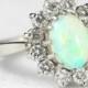 Vintage opal and diamond cluster ring in 18 carat gold for her