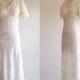 Simple wedding dress- Ivory wedding dress-1930s wedding dress-Vintage bridal-Large collar dress-30s bridal- A-line dress- Small/ Extra Small