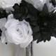 17 Pieces Package Silk Flower Wedding Bridal Bouquet Decoration Centerpieces Bride Groom Maid Floral BLACK WHITE "Lily Of Angeles" WTBK01