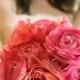 Bright Pink Peony and Ranunculus Wedding Bouquet and Matching Pink Ranunculus Boutonniere