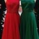 Simple Halter Backless Floor Length Red/Hunter Prom Dress with Beading
