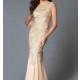 Long Gold Beaded Lace Open Back Prom Dress - Discount Evening Dresses 
