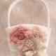 WEDDING SALE 20% OFF Flower Girl Basket,  Rose Blossom Shabby Chic