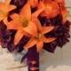 Fall Wedding Bouquet- Silk Flower Bridal Bouquet- Boutonniere- Tiger Lily Bouquet-Custom Order
