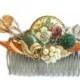 Autumn Wedding Hair Comb Jeweled Bridal Hairpiece  Accessories Green Brown Hairpin