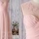 2016 Peach Chiffon Bridesmaid Dress, Sweetheart Illusion Wedding Dress with Lace, Ruched Bodice Long Prom Dress Floor Length (G202)