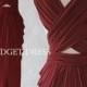 NEW STYLE Marsala Red Convertible Dress, Twist And Wrap Bridesmaids Dresses, Full Length Prom Dress With Slit, Multiway Event Dresses