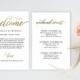 Wedding Welcome Bag Note, Gold Wedding Calligraphy, Welcome Bag Letter, Printable Wedding Itinerary, Agenda 
