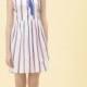 Sweet summer 2017 new Navy color stripe skirt high waist sleeveless dress - Bonny YZOZO Boutique Store