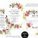 Floral Wedding Invitation Template, Rustic Boho Chic Wedding Invite Suite, Hand painted watercolor wedding set, DIY Menu RSVP thank you card