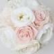 Wedding Bouquet, Silk Wedding Bouquet, Bridal Bouquet, Rose Bouquet, Silk Flowers, Ivory Bouquet, Blush Bouquet, White Bouquet, Garden Rose