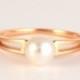 ENGAGEMENT PEARL Ring 'TWIN' in 18k Rose Gold with 6mm Akoya Pearl 