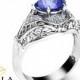Tanzanite Engagement Ring Tanzanite Halo Ring in 14K White Gold Unique Engagement Ring Gemstone Anniversary Ring