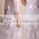 Lace Wedding dress/front V neck/A line  Bridal Gown/ with sleeve