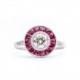 SALE! Art Deco 1.69ct Champagne Diamond & Ruby Target Ring in Platinum