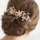 Gold Pearl Crystal Wedding Comb, Gold Bridal Hair Comb, Gold Wedding Headpiece