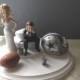 Dallas Cowboys Wedding Cake Topper Bridal Funny Humorous Football team Themed Ball and Chain Key with matching garter