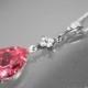 Pink Crystal Necklace Rose Pink Teardrop Sterling Silver Necklace Swarovski Pink Rhinestone CZ Necklace Bridal Pink Jewelry Wedding Jewelry