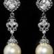 Bridal Pearl Chandelier Earrings Swarovski 10mm Ivory Pearl Earrings Ivory Pearl Dangle Earrings Wedding Pearl Earrings CZ Pearl Earrings
