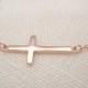 Rose Gold over Sterling silver sideways cross necklace...simple everyday inspirational necklace, bridal jewelry, wedding, bridesmaid gift