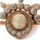 Diamond and Opal Shooting Star Celestial Engagement Ring Set - 14k Rose Gold