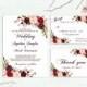 Marsala Wedding Invitation Printable Burgundy Wedding Invitation Suite Floral Boho Wedding Invite Bohemian Spring / Summer Wedding Set