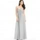 Silver Azazie Haleigh - Chiffon Floor Length V Neck Keyhole Dress - The Various Bridesmaids Store
