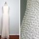 Vintage Pearl Beaded Wedding Dress / Clear Iridescent Glass Beaded Gown / Heavily Embellished Wedding Gown Small XS