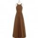 Brown Azazie Winona - Keyhole Floor Length Chiffon Halter Dress - The Various Bridesmaids Store
