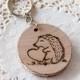 Wooden Charms, wine charm,  Hedgehog Wooden Keychain