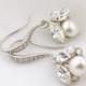 Delicate wedding earrings - petite bridal earrings - crystal and pearl drop earrings - wedding jewelry - Swarovski crystal - Idaho earrings