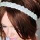 Bridal Headband Ivory Wedding Headband Wedding Rhinestone Crystal Bridal Hair Band Vintage Head wrap Romantic Girly