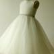 A Line Princess Flower Girl Dress Ruching Bodice High Neck with Crystals Waistband