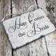 Here Comes The Bride Sign, Photo Props, Chair Signs, Vintage Style Wedding Signs
