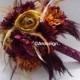 MARSALA MAIDEN  Wedding Bouquet With Feather Accents And Feather Bow