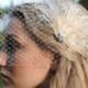 Bridal Birdcage Veil with feather Fascinator hair clip - Fiona