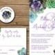 Succulent Wedding Invitation Suite, Response Card, Monogram - PRINTABLE files - garden wedding, rustic wedding, watercolor succulent - Ellie