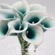 Real Touch Picasso Oasis Teal Calla Lilies for Bridal Bouquets, Wedding Centerpieces, Home Decorations, Boutonnieres, Corsage
