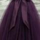 Custom Made Girls Eggplant/Plum Floor Length Tulle Skirt  With Sash for Flower Girl,Country Wedding,Rustic Wedding for Flower girl