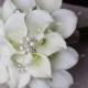 Wedding Brooch Bouquet Off White Natural Touch Calla Lilies Silk Bridal Jewel Flowers