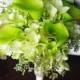 Silk Wedding Bouquet with Green Calla Lilies - Rustic Natural Touch Callas Silk Bridal Flowers