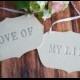 Large Silver 'Love Of My Life' Wedding Sign Set to Hang on Chair and Use as Photo Prop
