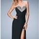 Black Strapless Beaded Net Gown by La Femme - Color Your Classy Wardrobe